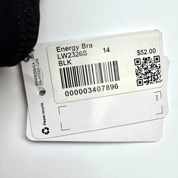 NWT - Lululemon Energy Bra - Black - Size 14 - Picture 3 of 5